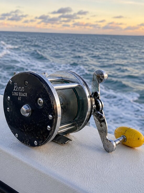 Penn Other - Penn Long Beach 60 Conventional Saltwater Fishing Reel Yellow Handle Vintage